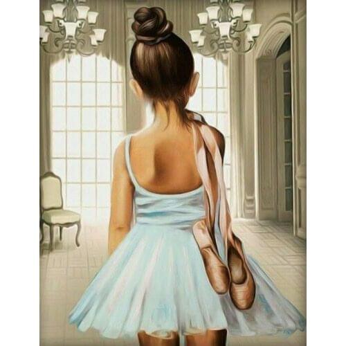 5D DIY Diamond Painting Little Girl Ballerina Dancer Cross Stitch Full Drill Diamond Embroidery Craft Mosaic Kit Home Decor Gift