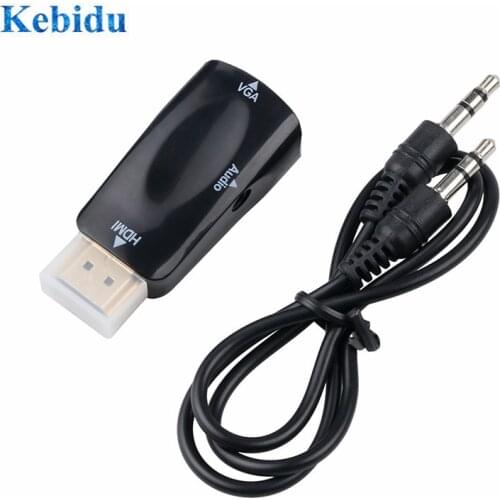 Kebidu HDMI-compatible To VGA Converter Adapter Support 1080P HDTV Adapter With 3.5mm AV Audio Cable for Laptop Tablet PC