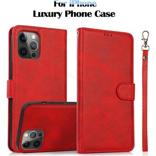 PU Phone Wallet Case For iPhone X XR XS Max Shockproof Case For iPhone 6 6s 7 8 Plus 11 12 Pro Max Protection Cover Luxury Case