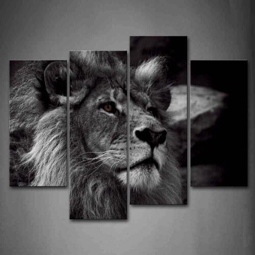 Black and White Lion Head Animal Wall Art Modern Painting Pictures Print on Canvas The Picture for Home Decoration
