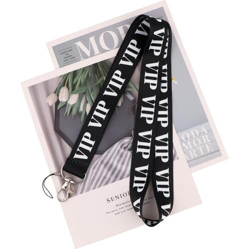 Ransitute R2301 VIP Black Neck Strap Lanyards ID Badge Card Holder Keychain Phone Gym Strap Webbing Necklace Fashion Gift