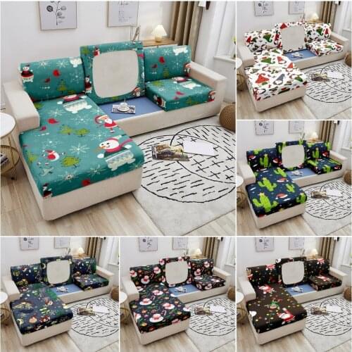 Merry Christmas Elastic Sofa Seat Cushion Cover Santa Claus Stretch Sofa Covers For Living Room Sofa Protector Couch Cover