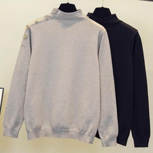 Korean Basic Top Soft Knitted Sweater Pullovers Women Turtleneck Sweaters Fashion Spring Button Long Sleeve Female Jumper Autumn
