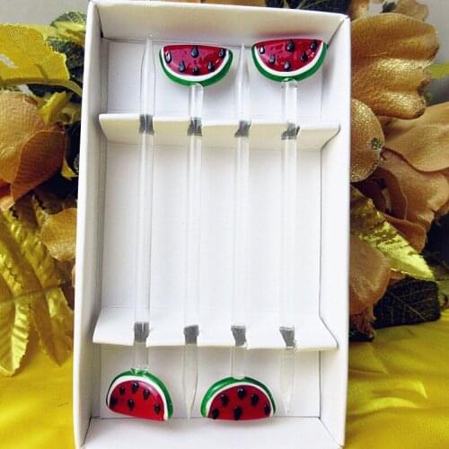 Miniature glass fruit fork wedding set watermelon shape sculpture decoration restaurant accessories fruit label dessert fork