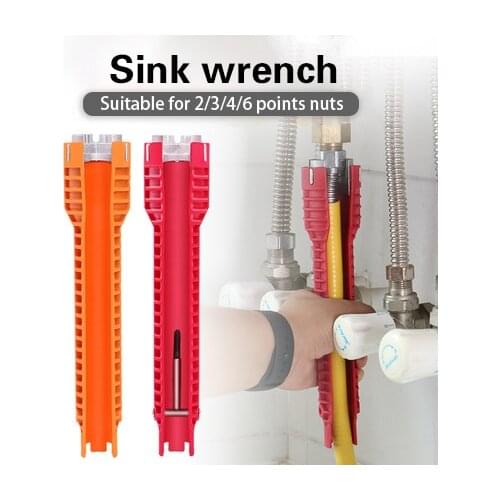 Multifunctional Kitchen Bathroom Faucet & Sink Water Pipe Installer Wrench Tool Water Pipe Spanner Tools 8 In 1Double/three head