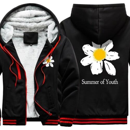 Daisy Print Camouflage Mens Raglan Thicken Jackets Long Sleeve Mans Sweatshirts Korean Style Casual Zipper 2020 sudadera hombre