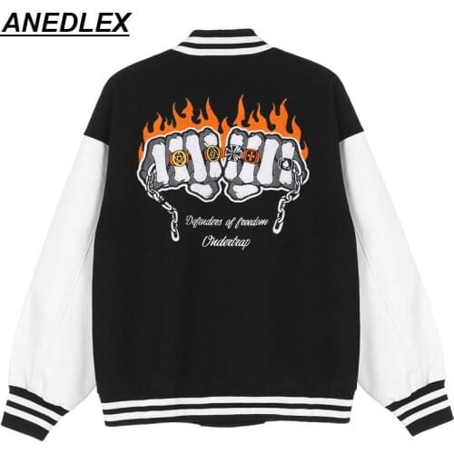 Men Bomber Jacket Loose Hip Hop Streetwear Harajuku Creative Letter Embroidery Baseball Uniform Jacket 2021 Fleece Jacket Coat