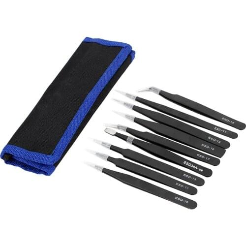 DIYWORK 9 Piece/Set Anti Static for Electronics Phone Repairing BGA Work ESD Tweezers Set Precision Repair Tools Kit