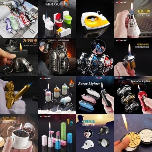 Unusual Funny Toy Lighter Creative Jet Torch Inflated Free Fire Lighter Windproof Pocket Cigarette Accessories Gadgets For Man