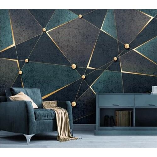 Beibehang Custom wallpaper 3D creative nostalgic geometric lines modern simple gold abstract luxury background wall papers home