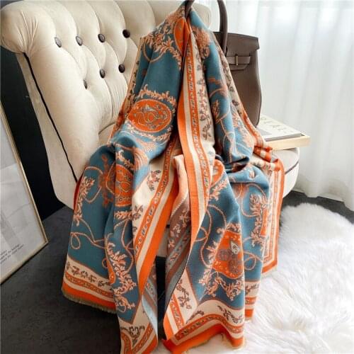 Autumn Luxury Neckerchief Scarf Women Winter Wild Long Double-sided Imitation Cashmere Thick Warm Blanket Shawl Wrap 2021