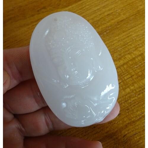 Handmade Carven Green jade Shakyamuni Buddha Pendant Amulet talisman