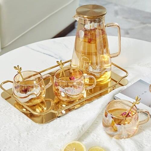 Gilded Metal Storage Trays European Afternoon Tea Dessert Tray Living Room Desktop Tableware Organizer Home Decoration Ornaments