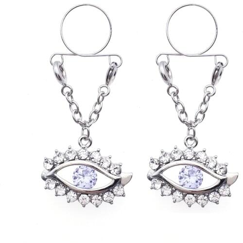 Sexy Adjustable Non Pierced Cilp on Long Dangle Chain 2Pcs Fake Nipple Rings body piercing jewelry