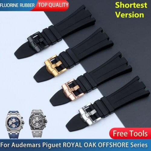 28mm Top Quality Soft Fluorine Rubber Watch Band Watchband For Audemars Piguet Strap ROYAL OAK OFFSHORE Series Shortest Version