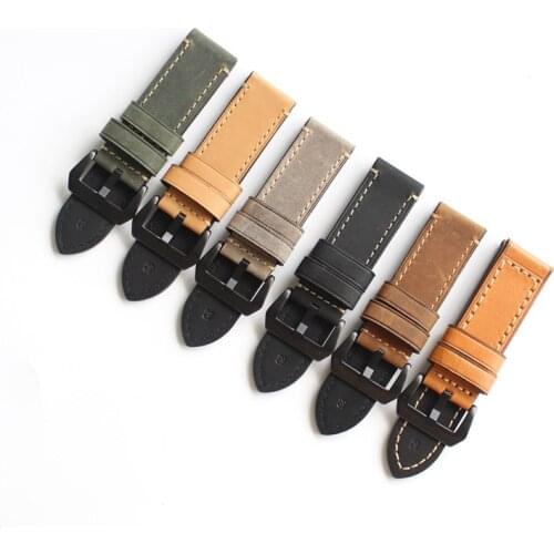 20mm 22mm 24mm 26mm100% Quality Italian Handmade Calf Leather Vintage Brown Color Strap For Panerai PAM Watches