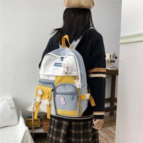 Ins travel schoolbag female Korean student backpack Japanese cute back pack female junior high school pupils campus school bag