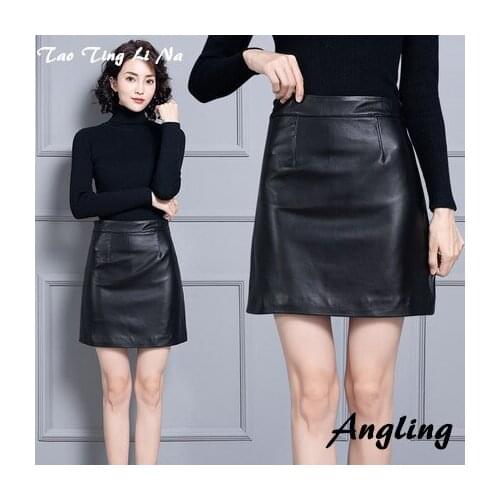 Top brand New Fashion 2020 Natural Genuine Real Sheep Real Leather Skirt K56 high quality