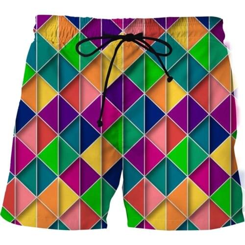 Summer Mens Shorts Geometric pattern 3D Surfing Shorts Print Beach Short Men Casual Quick Dry Sports Pants Swimwear beachwear