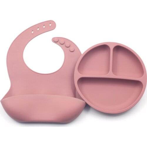 Roll up Travel Baby Bib Set Premium Silicone Baby Bibs Plate Set BPA Free Waterproof Silicone Bibs Set Ease Feeding And Clean
