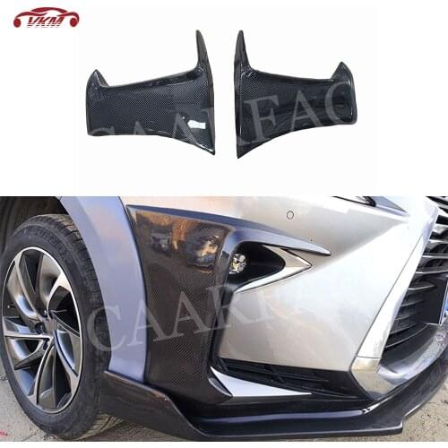 Carbon Fiber Front Bumper Foglamp Eyelids Trim Covers For Lexus RX300 RX450H 2016-2020 FRP Side Canards Spoiler