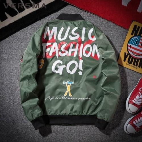 VERSMA Korean Harajuku Ribbon Patchwork Baseball Jacket Coat Men Autumn Hip Hop Streetwear Printed Pilot Jacket Boy Dropshipping