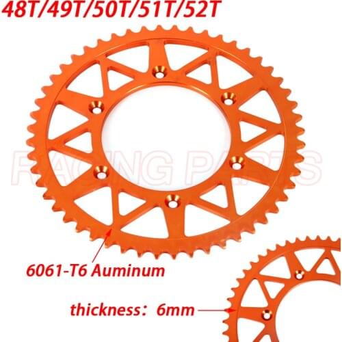 Motorcycle 48 49 52T Rear Chain Sprocket For KTM EXC SX XCW SXS EXCF SXF MXC 125 144 150 200 250 300 450 525