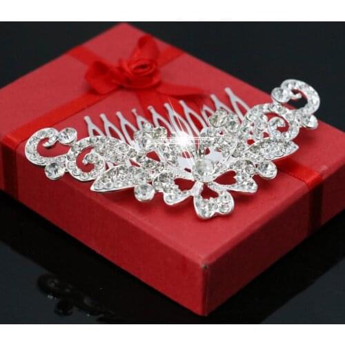 New Flower Crystal Hairpin Hair Comb Hair Clips Wedding Bride Fashion Female Jewelry For Women Accessories Valentines Day Gift