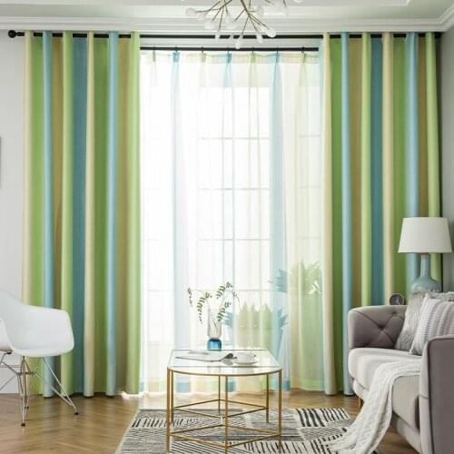 Curtains New Style Striped Shading For Bedroom Living Room Balcony Bay Window Thickening Floor-To Ceiling Blackout Curtains