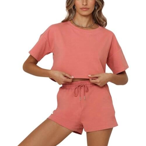Womens pajamas Ladies Show off Navel Top Shorts Casual Fashion Loose Street Sportswear Solid color Homewear Two-piece suit