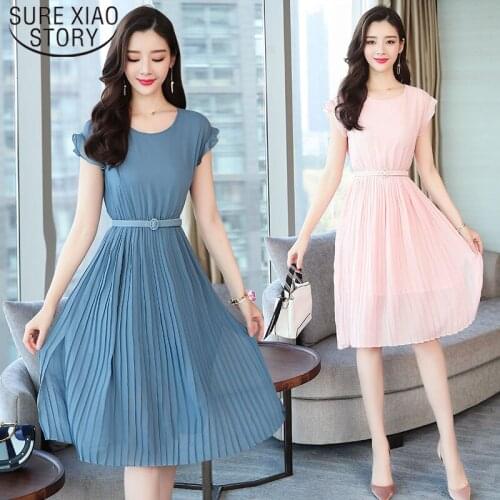 2021 Summer Dress Fashion Women Chiffon Short Sleeve Dress Casual High Waist Mini Party Dress Beach Dress Plus Size 5082 50