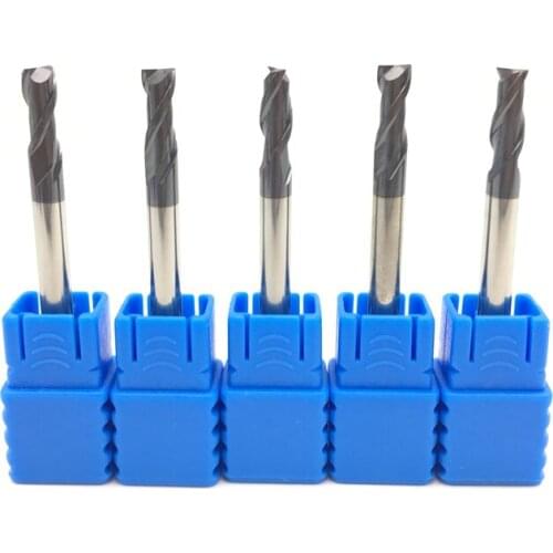 Two Flutes Endmills 4mm HRC50 2F D4*50 5pcs Carbide Flat End Mill Sprial Straight Shank CNC Lathe Milling Cutter Tool