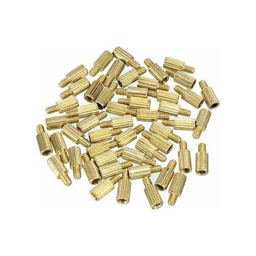 100pcs M2 5+3mm Male Thread Brass Round Standoff Spacer Screw PCB Pillar