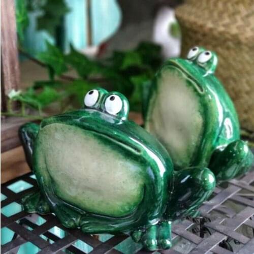 2 Pieces/set)Ceramic Frogs Garden Animals Decoration Outdoor Crafts