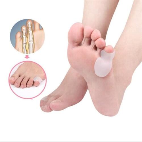 2 Pcs Silicone Gel Small Toes Separator Corrector Toe Orthotics Bunion Hallux Valgus Anti Eversion Overlap Inserts Pad
