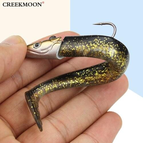 2PCS Lead Jig Head Glow Soft Lure Soft Bait with Fishing Hook 12cm 16g Swimbaits Fishing Tackle Pesca Soft Sinking Fishing Lures