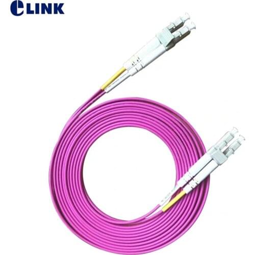 20pcs 1M OM4 LC-LC Patchcords duplex fiber optic patch cable Red voilet Pink color LC-LC connector 1m ftth jumper IL