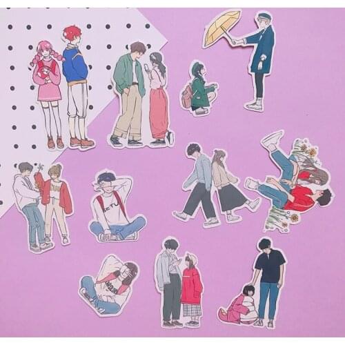 22PCS Lovely couple life Stickers Crafts And Scrapbooking stickers book Student label Decorative sticker kids toys