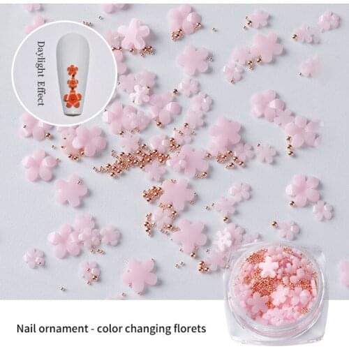 3D Pink White Flower Nail Art Jewelry Mixed Size Steel Ball Nail Supplies For Professional Accessories For DIY Manicures Design