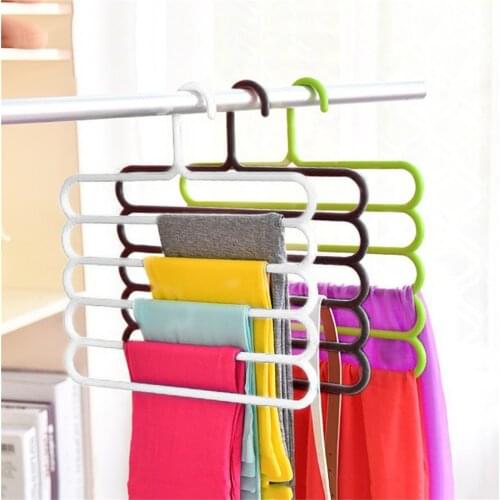 5 Layers Pants Multi-layer Hanger For Clothes Saving Space Non Slip Clothes Storage Rack Holder Hangers Closet Organizer