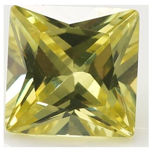 50PCS 2x2~15x15mm Square Shape Olive Yellow color AAAAA Loose Cubic Zirconia stone Princess Cut CZ Stone For Jewelry DIY