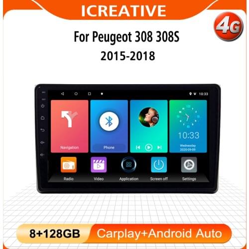 9" Android Car Multimedia Player for Peugeot 308 308S 2015-2018 Auto Stereo GPS Navigation BT WIFI FM Head Unit with Frame