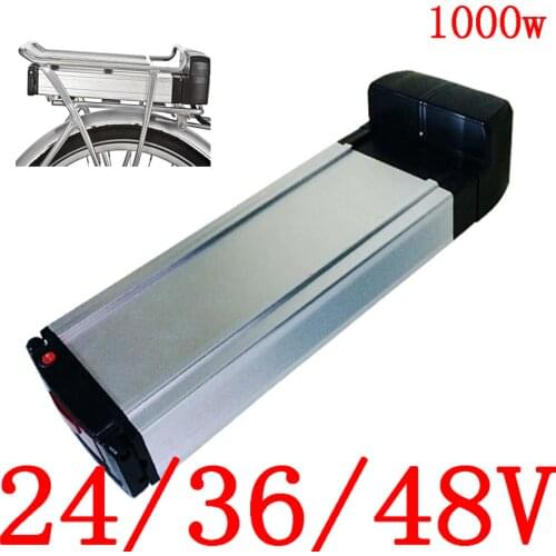 24V 36V 48V Electric Bike Battery 10AH 13AH 15AH 18AH 20AH Rear Rack Lithium E-Bike Battery with Taillight+Double Layer Luggage
