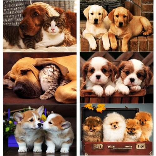 5D DIY Diamond Painting Scenery Cross Stitch Cat Dog Flower Diamond Embroidery Full Square Round Drill Home Decor Manual Gift