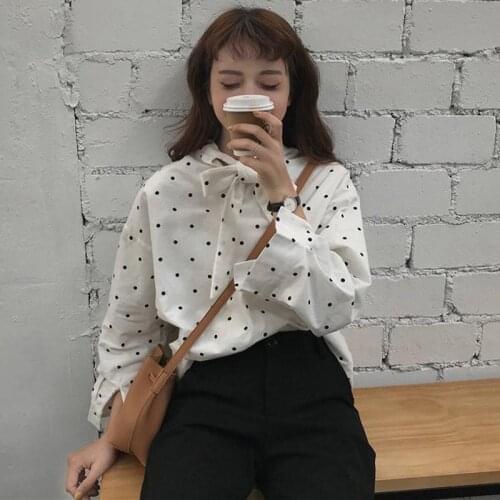 Blouse Women Shirt Spring Clothes Womens Clothes Shirt Womens Social Loose Long Sleeve Polka Dot Top Blusas Mujer De Moda