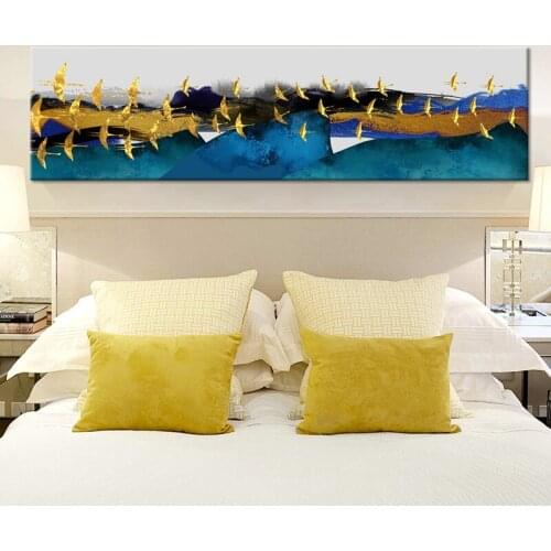 Large Gold Wild Goose Birds Wall Pictures Home Decor Canvas Printings Arts Cuadros Poster Modern Abstract HD Print Oil Paintings