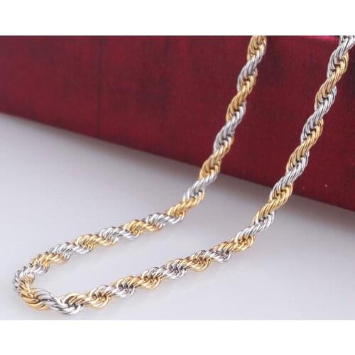 3mm width gold color silver cross Hemp flowers chains length 60cm 316L Stainless steel Necklace for men women jewelry wholesale