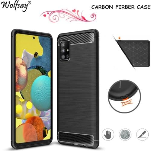 Carbon Fiber Cover For Samsung Galaxy A51 5G Case Rubber Bumper Silicone Shockproof Cover For Galaxy A51 Case For Samsung A51 5G
