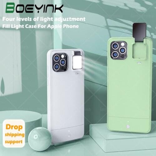 LED Phone Case For Apple iPhone 12 Pro Max Fill Light Selfie Beauty Ring Flash Stable Case For iPhone 11 Pro Max 11Pro 12Pro Max