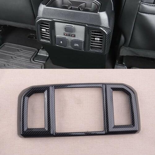 CITALL Car Rear Air Condition Outlet Vent Cover Trim Decoration Fit for Ford F150 2016 2017 2018 2019 2020 Carbon Fiber Style